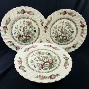 VTG Set of 3 Myott Fine Staffordshire Ware Indian Tree pattern Dinner Plate